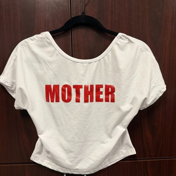 White "Mother F*cker" Backless Crop Top - Women's Large - Picture 1 of 2
